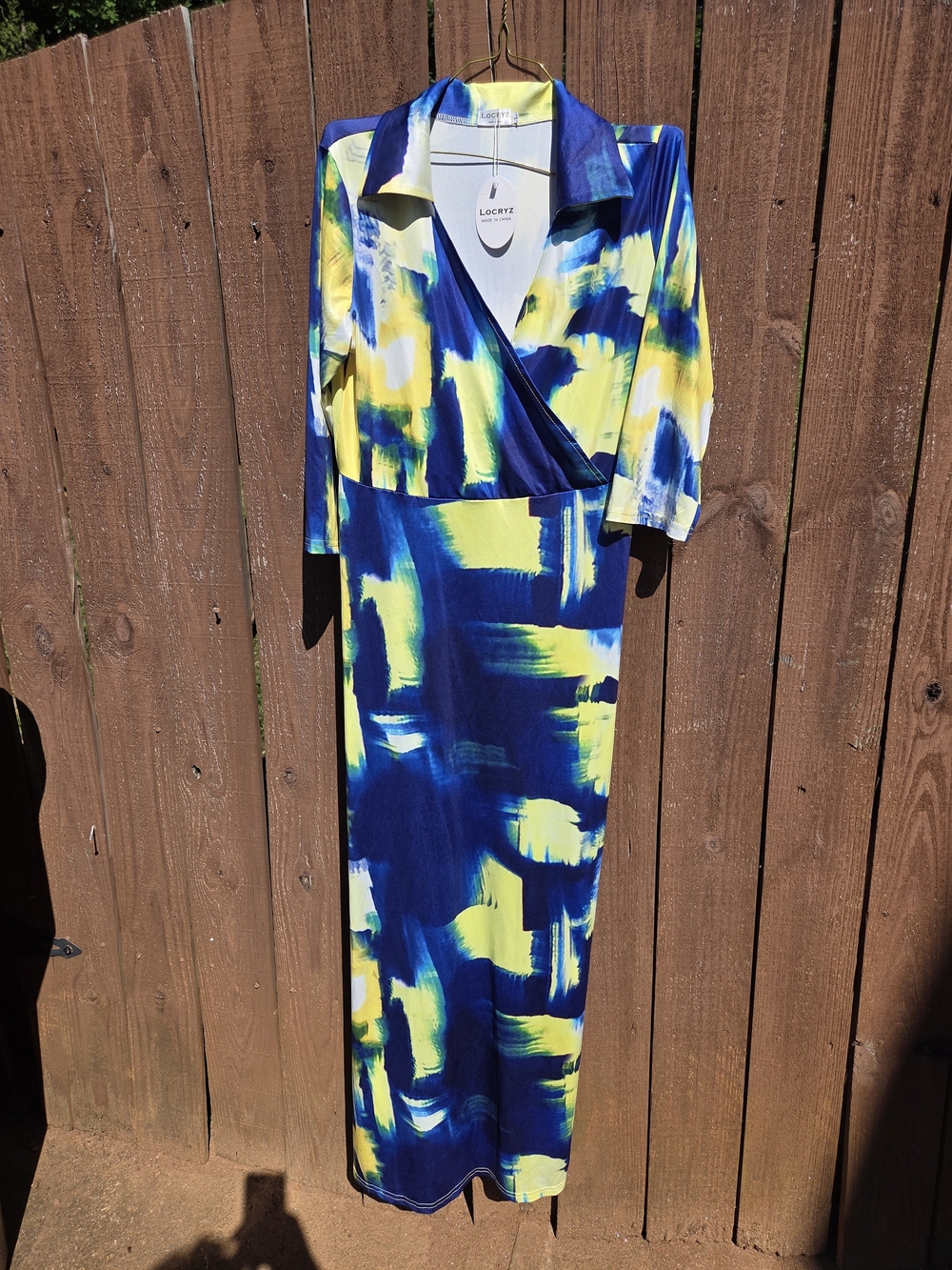 NEW Women's Blue and Yellow Wrap Maxi Dress